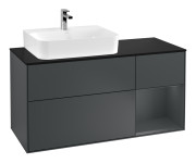 Тумба под раковину Villeroy & Boch Finion 120х50,1 см с подсветкой МДФ темно-синий матовый лак/стекло черное матовое F152HGHG