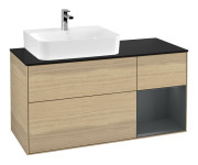 Тумба под раковину Villeroy & Boch Finion 120х50,1 см с подсветкой МДФ шпон дуба/стекло черное матовое F152HGPC