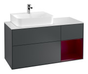 Тумба под раковину Villeroy & Boch Finion 120х50,1 см с подсветкой МДФ темно-синий матовый лак/стекло белое матовое F151HBHG