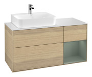 Тумба под раковину Villeroy & Boch Finion 120х50,1 см с подсветкой МДФ шпон дуба/стекло белое матовое F151GMPC