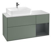 Тумба под раковину Villeroy & Boch Finion 120х50,1 см с подсветкой МДФ оливковый матовый лак/стекло белое матовое F151HGGM