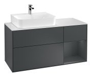 Тумба під раковину Villeroy & Boch Finion 120х50,1 см із підсвічуванням МДФ темно-синій матовий лак/скло біле матове F151HGHG