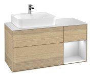 Тумба під раковину Villeroy & Boch Finion 120х50,1 см із підсвічуванням МДФ шпон дуба/скло біле матове F151MTPC