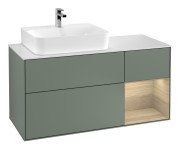 Тумба під раковину Villeroy & Boch Finion 120х50,1 см із підсвічуванням МДФ оливковий матовий лак/скло біле матове F151PCGM