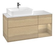 Тумба під раковину Villeroy & Boch Finion 120х50,1 см із підсвічуванням МДФ шпон дуба/скло біле матове F151PCPC