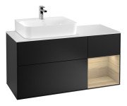 Тумба під раковину Villeroy & Boch Finion 120х50,1 см із підсвічуванням МДФ чорний матовий лак/скло біле матове F151PCPD