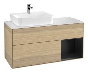 Тумба під раковину Villeroy & Boch Finion 120х50,1 см із підсвічуванням МДФ шпон дуба/скло біле матове F151PDPC