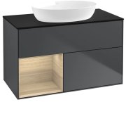 Тумба под раковину Villeroy & Boch Finion 100х50,1 см с подсветкой МДФ темно-синий матовый лак/стекло черное матовое GA12PCHG