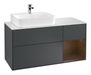 Тумба під раковину Villeroy & Boch Finion 120х50,1 см із підсвічуванням МДФ темно-синій матовий лак/скло біле матове F151GNHG