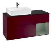 Тумба під раковину Villeroy & Boch Finion 120х50,1 см із підсвічуванням МДФ півонія матовий лак/скло чорне матове F152GMHB