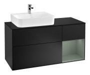 Тумба под раковину Villeroy & Boch Finion 120х50,1 см с подсветкой МДФ черный матовый лак/стекло черное матовое F152GMPD