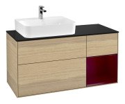 Тумба под раковину Villeroy & Boch Finion 120х50,1 см с подсветкой МДФ шпон дуба/стекло черное матовое F152HBPC