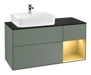 Тумба під раковину Villeroy & Boch Finion 120х50,1 см із підсвічуванням МДФ оливковий матовий лак/скло чорне матове F152HFGM