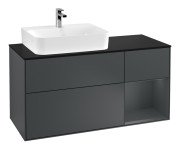 Тумба під раковину Villeroy & Boch Finion 120х50,1 см із підсвічуванням МДФ темно-синій матовий лак/скло чорне матове F152HGHG