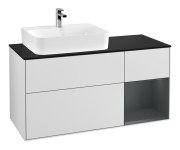 Тумба под раковину Villeroy & Boch Finion 120х50,1 см с подсветкой МДФ белый матовый лак/стекло черное матовое F152HGMT