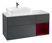 Тумба под раковину Villeroy & Boch Finion 120х50,1 см с подсветкой МДФ темно-синий матовый лак/стекло белое матовое F151HBHG