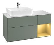 Тумба под раковину Villeroy & Boch Finion 120х50,1 см с подсветкой МДФ оливковый матовый лак/стекло белое матовое F151HFGM