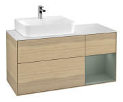 Тумба под раковину Villeroy & Boch Finion 120х50,1 см с подсветкой МДФ шпон дуба/стекло белое матовое F151GMPC