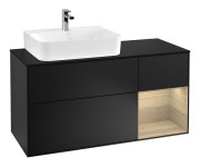 Тумба под раковину Villeroy & Boch Finion 120х50,1 см с подсветкой МДФ черный матовый лак/стекло черное матовое F152PCPD