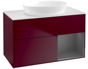 Тумба под раковину Villeroy & Boch Finion 100х50,1 см с подсветкой МДФ пион матовый лак/стекло белое матовое FA21GKHB