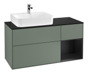 Тумба под раковину Villeroy & Boch Finion 120х50,1 см с подсветкой МДФ оливковый матовый лак/стекло черное матовое F152PDGM