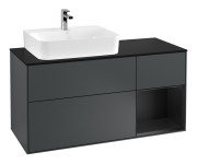 Тумба под раковину Villeroy & Boch Finion 120х50,1 см с подсветкой МДФ темно-синий матовый лак/стекло черное матовое F152PDHG