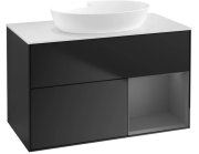 Тумба под раковину Villeroy & Boch Finion 100х50,1 см с подсветкой МДФ черный матовый лак/стекло белое матовое FA21GKPD