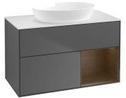 Тумба під раковину Villeroy & Boch Finion 100х50,1 см з підсвічуванням антрацит матовий лак/скло біле матове FA21GNGK
