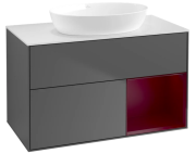 Тумба под раковину Villeroy & Boch Finion 100х50,1 см с подсветкой МДФ антрацит матовый лак/стекло белое матовое FA21HBGK
