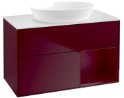 Тумба под раковину Villeroy & Boch Finion 100х50,1 см с подсветкой МДФ пион матовый лак/стекло белое матовое FA21HBHB