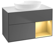 Тумба под раковину Villeroy & Boch Finion 100х50,1 см с подсветкой МДФ антрацит матовый лак/стекло белое матовое FA21HFGK