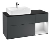 Тумба под раковину Villeroy & Boch Finion 120х50,1 см с подсветкой МДФ темно-синий матовый лак/стекло черное матовое F152MTHG