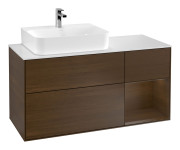 Тумба под раковину Villeroy & Boch Finion 120х50 ,1 см с подсветкой МДФ шпон грецкого ореха/стекло белое матовое G151GNGN