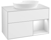 Тумба под раковину Villeroy & Boch Finion 100х50,1 см с подсветкой МДФ глянцевый белый лак/стекло белое матовое FA21MTGF