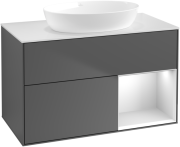 Тумба под раковину Villeroy & Boch Finion 100х50,1 см с подсветкой МДФ антрацит матовый лак/стекло белое матовое FA21MTGK