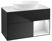 Тумба под раковину Villeroy & Boch Finion 100х50,1 см с подсветкой МДФ черный матовый лак/стекло белое матовое FA21MTPD