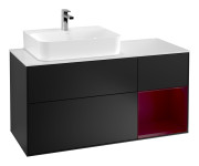 Тумба под раковину Villeroy & Boch Finion 120х50,1 см с подсветкой МДФ черный матовый лак/стекло белое матовое G151HBPD