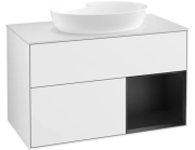 Тумба под раковину Villeroy & Boch Finion 100х50,1 см с подсветкой МДФ глянцевый белый лак/стекло белое матовое FA21PDGF