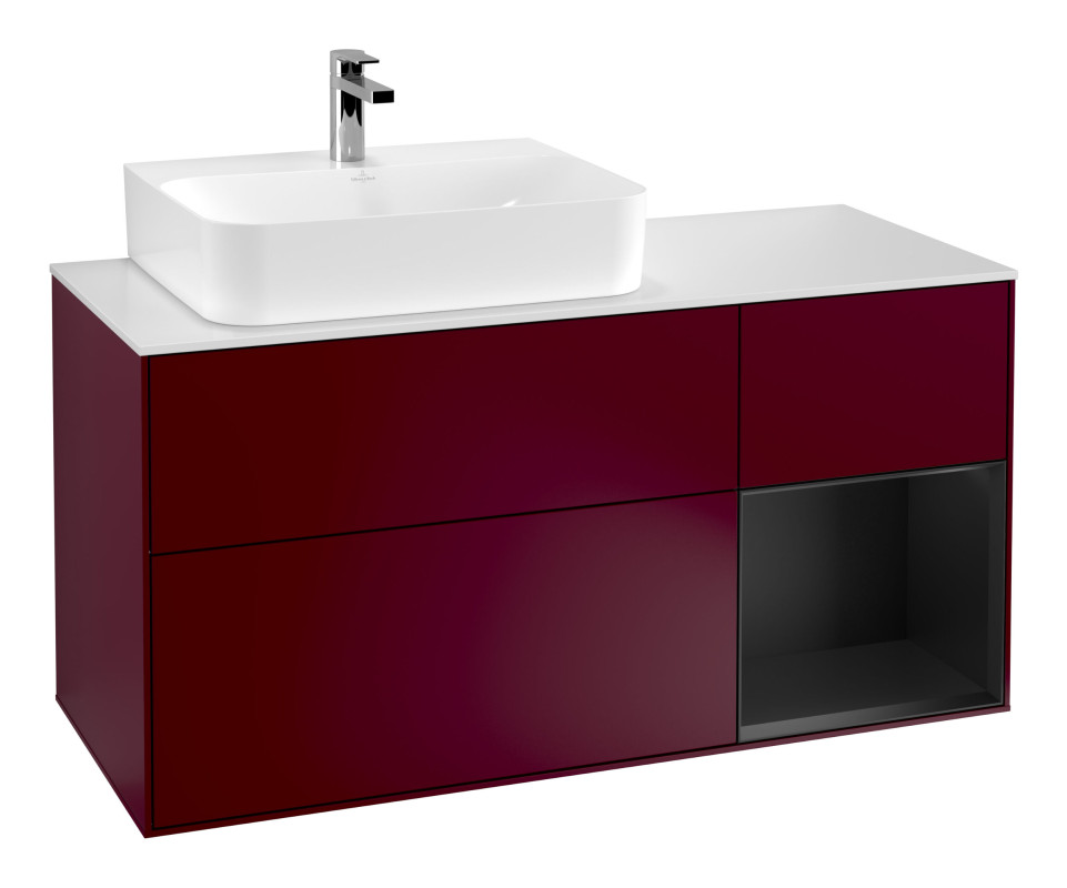 Тумба под раковину Villeroy & Boch Finion 120х50,1 см с подсветкой МДФ пион матовый лак/стекло белое матовое G151PDHB