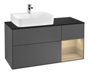 Тумба под раковину Villeroy & Boch Finion 120х50,1 см с подсветкой МДФ антрацит матовый лак/стекло черное матовое F152PCGK