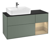 Тумба под раковину Villeroy & Boch Finion 120х50,1 см с подсветкой МДФ оливковый матовый лак/стекло черное матовое F152PCGM