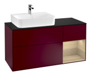 Тумба под раковину Villeroy & Boch Finion 120х50,1 см с подсветкой МДФ пион матовый лак/стекло черное матовое F152PCHB