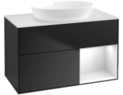 Тумба под раковину Villeroy & Boch Finion 100х50,1 см с подсветкой МДФ черный матовый лак/стекло белое матовое FA21GFPD