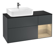 Тумба под раковину Villeroy & Boch Finion 120х50,1 см с подсветкой МДФ темно-синий матовый лак/стекло черное матовое F152PCHG