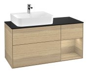 Тумба під раковину Villeroy & Boch Finion 120х50,1 см із підсвічуванням МДФ шпон дуба/скло чорне матове F152PCPC