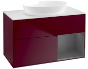 Тумба под раковину Villeroy & Boch Finion 100х50,1 см с подсветкой МДФ пион матовый лак/стекло белое матовое FA21GKHB