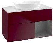 Тумба под раковину Villeroy & Boch Finion 100х50,1 см с подсветкой МДФ пион матовый лак/стекло белое матовое FA21GKHB
