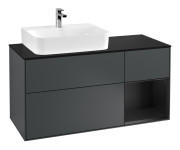 Тумба под раковину Villeroy & Boch Finion 120х50,1 см с подсветкой МДФ темно-синий матовый лак/стекло черное матовое F152PDHG