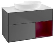Тумба под раковину Villeroy & Boch Finion 100х50,1 см с подсветкой МДФ антрацит матовый лак/стекло белое матовое FA21HBGK