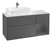 Тумба під раковину Villeroy & Boch Finion 120х50,1 см із підсвічуванням МДФ антрацит матовий лак/скло біле матове G151GKGK